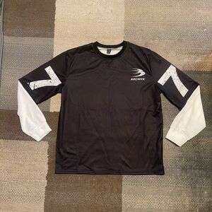 Black and White Long Sleeve Tee with Color-Block Design